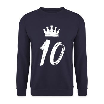 10 Zahl Krone - Unisex Pullover - Navy - Vorne - Alina (178cm) & Michal (187cm)