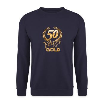 Années d'or chemise 50 années d'or - Sweat-shirt Unisexe - marine - Devant - Alina (178cm) & Michal (187cm)
