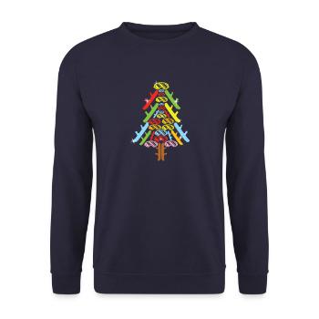 Weihnachten Weihnachtsbaum Snowboard Snowboarder - Unisex Pullover - Navy - Vorne - Alina (178cm) & Michal (187cm)
