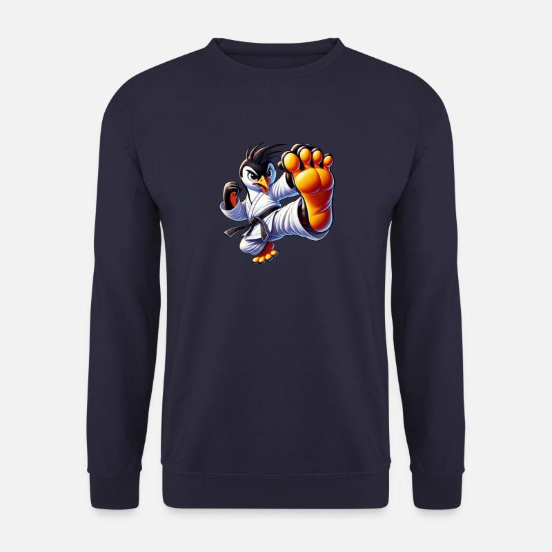 Süßer Pinguin Karate Kick Cartoon Kampfkunst - Unisex Pullover - Navy