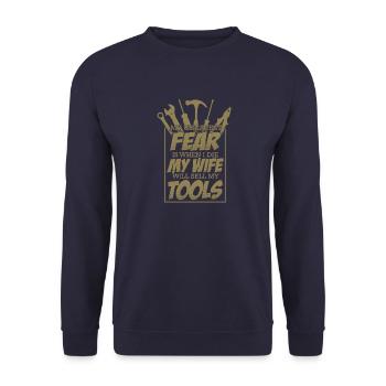 Handwerker Angst Frau verkauft mein Werkzeug - Unisex Pullover - Navy - Vorne - Alina (178cm) & Michal (187cm)