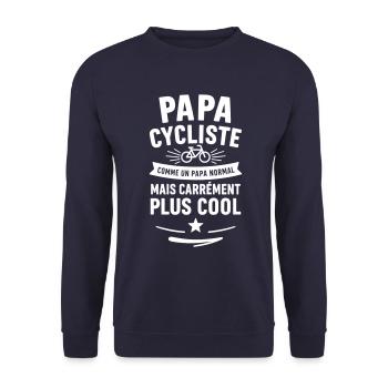 Papa cycliste – plus cool qu’un papa normal - Sweat-shirt Unisexe - marine - Devant - Alina (178cm) & Michal (187cm)