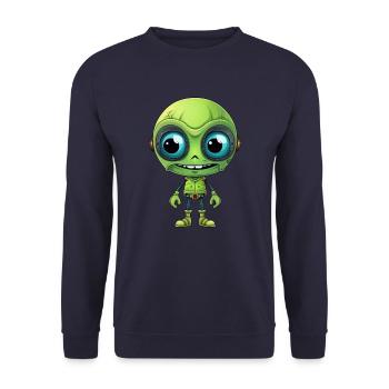 Cool alien cyborg head with teeth - Unisex Sweatshirt - navy - Front - Alina (178cm) & Michal (187cm)