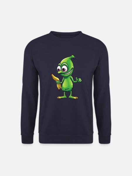 Green Alien Meets Funny Banana - Unisex Sweatshirt - navy