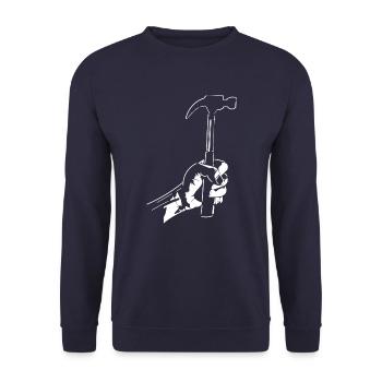 Zimmerer Hammer Silhouette Minimalist - Unisex Sweatshirt - navy - Front - Alina (178cm) & Michal (187cm)