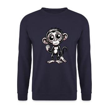 Chimpanzé triste doux émotionnel - Sweat-shirt Unisexe - marine - Devant - Alina (178cm) & Michal (187cm)