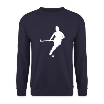 field hockey silhouette player symbol - Unisex Sweatshirt - navy - Front - Alina (178cm) & Michal (187cm)