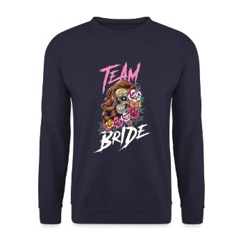 Team Bride Skeleton - Unisex Sweatshirt - navy - Front - Alina (178cm) & Michal (187cm)