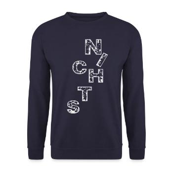 Nichts - Wort - schenke Nichts - Unisex Pullover - Navy - Vorne - Alina (178cm) & Michal (187cm)