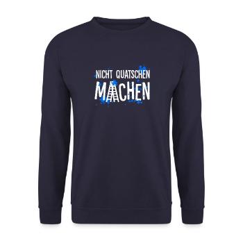 Nicht quatschen – Machen - Unisex Pullover - Navy - Vorne - Alina (178cm) & Michal (187cm)