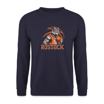 Rostock, meine Stadt! - Unisex Pullover - Navy - Vorne - Alina (178cm) & Michal (187cm)