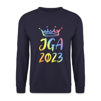 Jga 2023 Junggesellenabschied - Unisex Pullover - Navy - Vorne - Alina (178cm) & Michal (187cm)