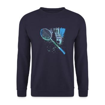 badminton, badminton, aquarelle, graffiti, - Sweat-shirt Unisexe - marine - Devant - Alina (178cm) & Michal (187cm)