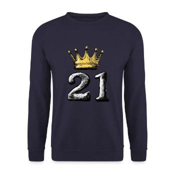 21 Nombre Couronne - Sweat-shirt Unisexe - marine - Devant - Alina (178cm) & Michal (187cm)