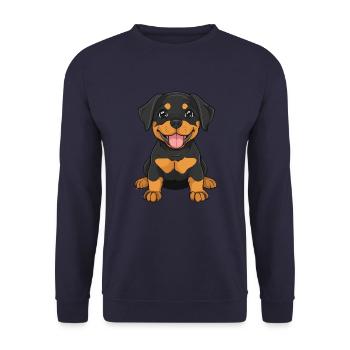 Rottweiler Hund Niedlich - Unisex Pullover - Navy - Vorne - Alina (178cm) & Michal (187cm)