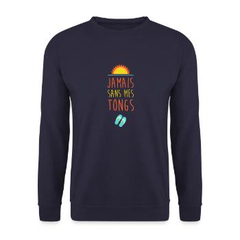 Jamais sans mes tongs - Sweat-shirt Unisexe - marine - Devant - Alina (178cm) & Michal (187cm)