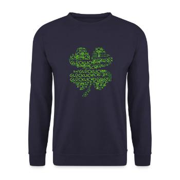 JE SERAI HEUREUX - Shamrock - Sweat-shirt Unisexe - marine - Devant - Alina (178cm) & Michal (187cm)