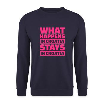 What happens in Croatia stays in Croatia - Unisex Sweatshirt - navy - Front - Alina (178cm) & Michal (187cm)