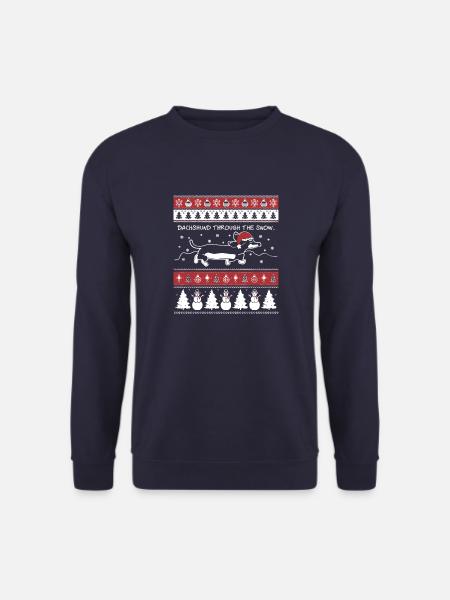 Ugly Christmas Dachshund Through The Snow - Unisex Sweatshirt - navy