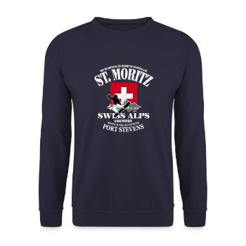 St.Moritz - Snowboarding - Swiss Flag - Unisex Pullover - Navy - Vorne - Alina (178cm) & Michal (187cm)
