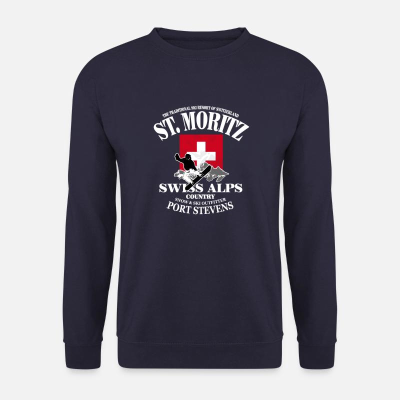 St.Moritz - Snowboarding - Swiss Flag - Unisex Pullover - Navy