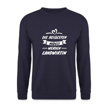 Landwirtin - Unisex Pullover - Navy - Vorne - Alina (178cm) & Michal (187cm)