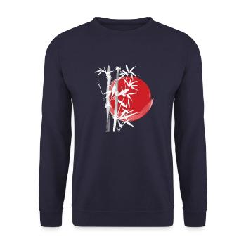 Japan Asien Bambus Sonne Kanji einfach Natur - Unisex Pullover - Navy - Vorne - Alina (178cm) & Michal (187cm)