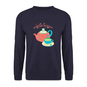 Delicious Tea, köstlicher Tee - Unisex Pullover - Navy - Vorne - Alina (178cm) & Michal (187cm)