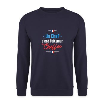 Chef - Cadeau humour citation drôle drapeau France - Sweat-shirt Unisexe - marine - Devant - Alina (178cm) & Michal (187cm)