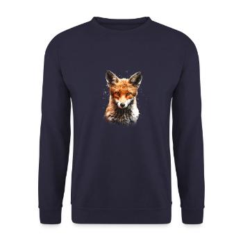Fuchs mit Farbklecksen - Unisex Pullover - Navy - Vorne - Alina (178cm) & Michal (187cm)