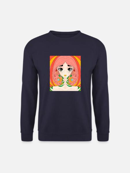 Redhead Anime Manga Girl - Unisex Pullover - Navy