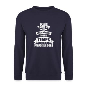 tonton je rale pas tout le temps parfois je dors - Sweat-shirt Unisexe - marine - Devant - Alina (178cm) & Michal (187cm)