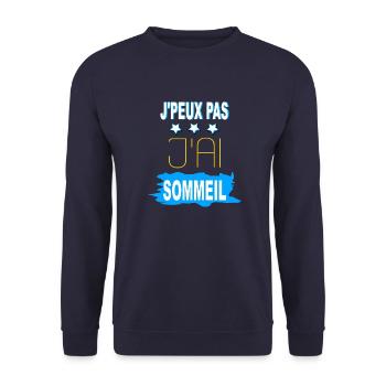 J'peux pas - j'ai sommeil - Sweat-shirt Unisexe - marine - Devant - Alina (178cm) & Michal (187cm)