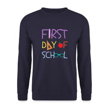 Erster Schultag DESIGN - Unisex Pullover - Navy - Vorne - Alina (178cm) & Michal (187cm)