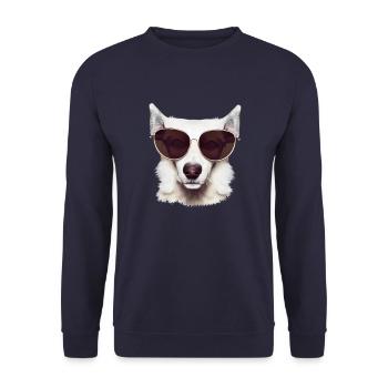 Dog with sunglasses Dog lover Dog owner - Unisex Sweatshirt - navy - Front - Alina (178cm) & Michal (187cm)
