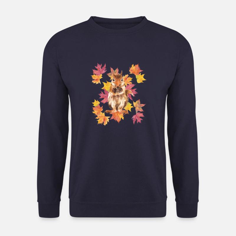 Squirrel with autumn leaves - Unisex Sweatshirt - navy