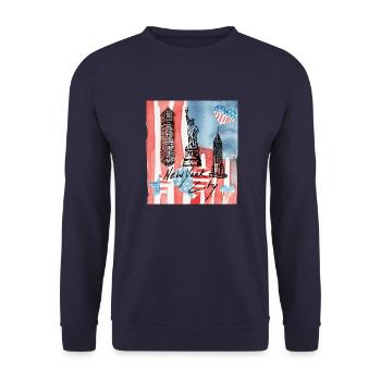 USA, Freiheitsstatue, New York. - Unisex Pullover - Navy - Vorne - Alina (178cm) & Michal (187cm)