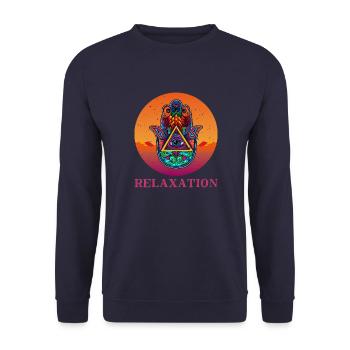 Talisman Hand of Hamsa Yoga Meditation Hindu - Unisex Sweatshirt - navy - Front - Alina (178cm) & Michal (187cm)