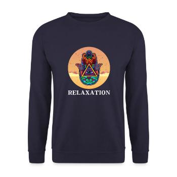 Talisman Hand of Hamsa Yoga Meditation Hindu - Unisex Sweatshirt - navy - Front - Alina (178cm) & Michal (187cm)