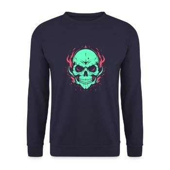 Crâne néon - Sweat-shirt Unisexe - marine - Devant - Alina (178cm) & Michal (187cm)