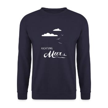 Richtung Meer, weiß - Unisex Pullover - Navy - Vorne - Alina (178cm) & Michal (187cm)