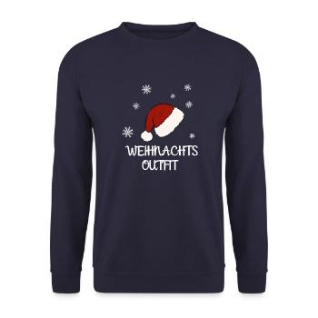 Weihnachten - Xmas - Weihnachtsfeier - Outfit - Unisex Pullover - Navy - Vorne - Alina (178cm) & Michal (187cm)