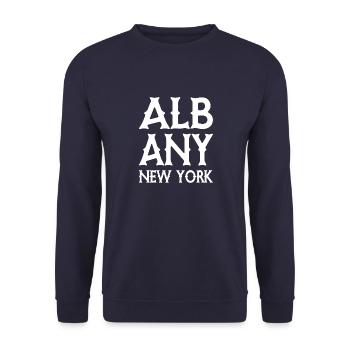 Albany - New York - United States of America - USA - Unisex Pullover - Navy - Vorne - Alina (178cm) & Michal (187cm)