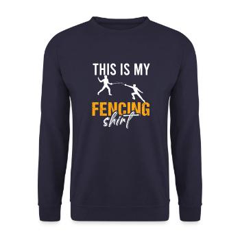 Fechten Fechter Degen Vintage Fencing Florett Fech - Unisex Pullover - Navy - Vorne - Alina (178cm) & Michal (187cm)