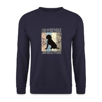 ICH MAG MEINEN BEAGLE und vielleicht 3 Personen - Unisex Pullover - Navy - Vorne - Alina (178cm) & Michal (187cm)
