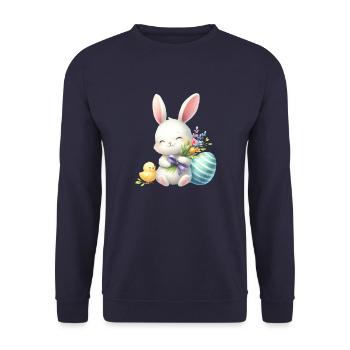 Easter Easter Bunny Easter Eve Easter Sunday Easter Egg Spring - Unisex Sweatshirt - navy - Front - Alina (178cm) & Michal (187cm)