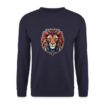 Tête de Lion Psychédélique - Sweat-shirt Unisexe - marine - Devant - Alina (178cm) & Michal (187cm)