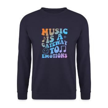 Music Is A Gateway To Emotions - Unisex Pullover - Navy - Vorne - Alina (178cm) & Michal (187cm)