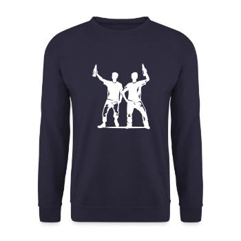 Drinker Silhouette Icon - Unisex Sweatshirt - navy - Front - Alina (178cm) & Michal (187cm)