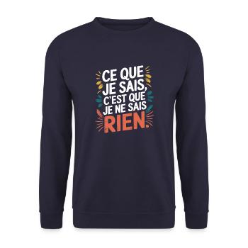 Ce que je sais, c'est que je ne sais rien - Sweat-shirt Unisexe - marine - Devant - Alina (178cm) & Michal (187cm)